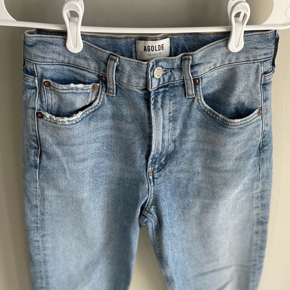 Agolde Merrel Mid-Rise Slim Straight Jeans - Light Wash Astray - Size 25 - Picture 10 of 15